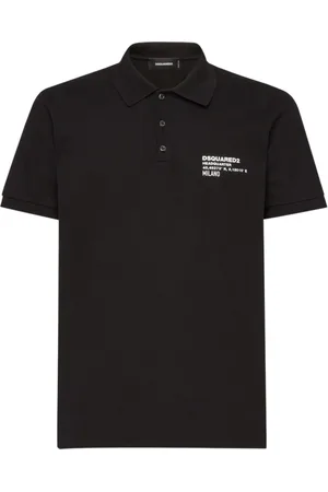 Dsquared2 Top, Herre, Sort, XL, Bomuld, Polo Collar Logo Patch T-shirt