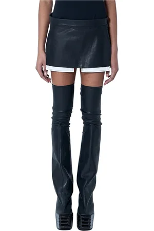 Rick Owens Nederdel, Dame, Sort, XS, Læder, Glat læder miniskørt med lommer