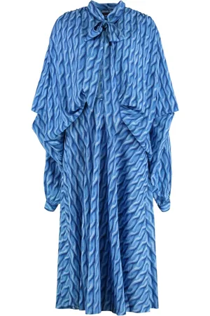 Balenciaga Kjole, Dame, Blå, XS, Polyester, Printet Kjole med Bue Lukning