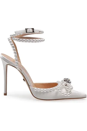 Mach & Mach Sko, Dame, Hvid, 37 1/2 EU, Satin, Pearl Bow Satin Pumps