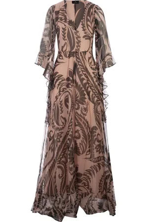Etro Kjole, Dame, Flerfarvet, M, Chiffon, Pink Silk Chiffon Maxi Kjole