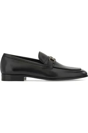 Salvatore Ferragamo Sko, Herre, Sort, 41 1/2 EU, Læder, Sort læderslip-on sko med Gancini-spænde