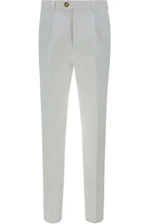 Brunello Cucinelli Bukser, Herre, Hvid, L, Bomuld, Plisserede bomuldscasualbukser