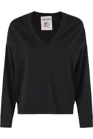 SEMICOUTURE Strik, Dame, Sort, XS, Elegant Blomstret Kjole til Kvinder