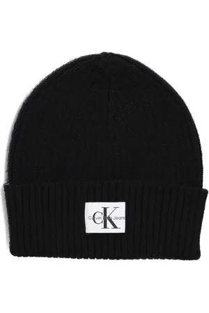 Calvin Klein Tilbehør, Dame, Sort, ONE SIZE, Bomuld, Monogram Beanie Hue