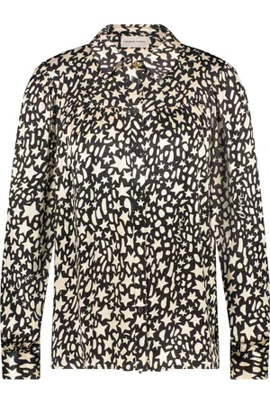 Fabienne Chapot Bluser & Skjorter, Dame, Sort, XL, Uld, Star Print Langærmet Bluse