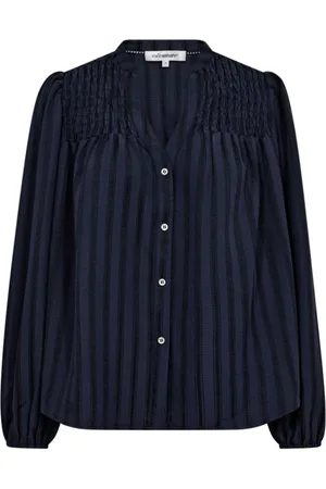 Co`Couture Bluser & Skjorter, Dame, Blå, L, Uld, Blå Smock Lulu Bluse
