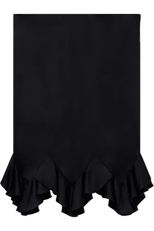 Stella McCartney Nederdel, Dame, Sort, XS, Satin, Ruffled Satin Midi Skirt