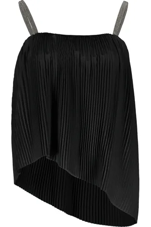 Fabiana Filippi Top, Dame, Sort, S, Polyester, Plisseret top med mikroperler