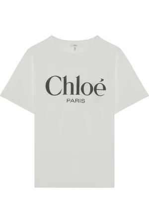 Chloé Top, Dame, Hvid, XS, Bomuld, Kortærmet T-shirt med Rund Hals
