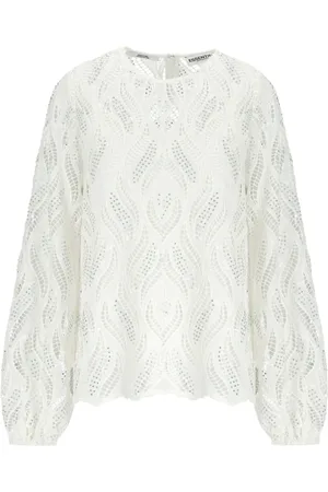 Essentiel Antwerp Bluser & Skjorter, Dame, Hvid, M, Polyester, Hvid Blonde Hanover Bluse med Palietter