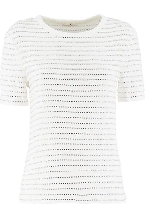 ERMANNO SCERVINO Top, Dame, Hvid, XS, Uld, Stilfuld strikket T-shirt med krystaller