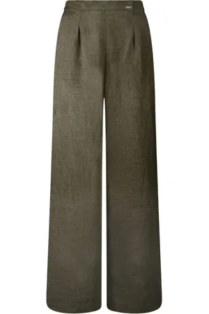 Bomboogie Bukser, Dame, Grøn, M, Linned, Linen Palazzo Pants