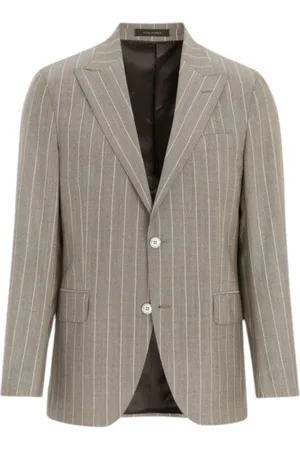 Oscar Jacobson Jakke, Herre, Grå, L, Uld, Stribet Brun Uld Blazer