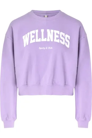Sporty & Rich Sweathshirts & Hoodies, Dame, Lilla, XS, Bomuld, Cropped Crewneck Hoodie