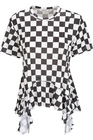 Comme des Garçons Top, Dame, Flerfarvet, XS, Bomuld, Checkered Ruffle T-Shirt