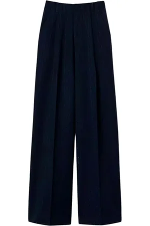 Twin-Set Bukser, Dame, Blå, XS, Polyester, Stribet Wide-Leg Lurex Bukser