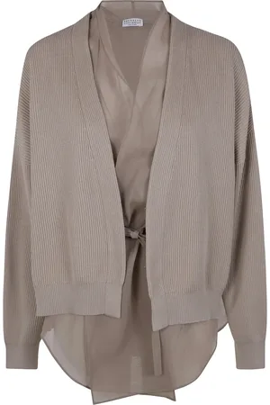 Brunello Cucinelli Strik, Dame, Brun, XL, Bomuld, Klassisk Strikket Cardigan