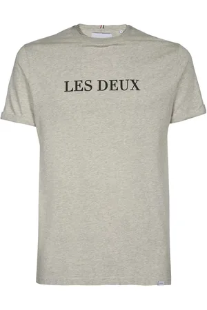 Les Deux Top, Herre, Grå, 2XL, Bomuld, Contrasting Logo Cotton Tee