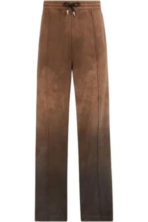 Roberto Cavalli Bukser, Herre, Brun, M, Bomuld, Faded Cotton Sweatpants med Tiger Tooth Vedhæng
