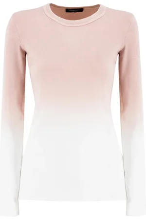 Fabiana Filippi Strik, Dame, Lyserød, L, Bomuld, Ribstrikket langærmet jersey sweater