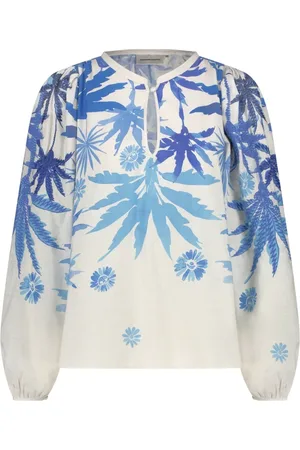 Fabienne Chapot Bluser & Skjorter, Dame, Flerfarvet, XS, Bomuld, Tropical Blue Langærmet Top