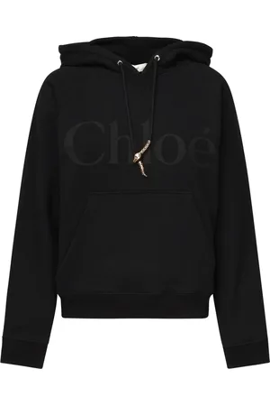 Chloé Sweathshirts & Hoodies, Dame, Sort, XS, Bomuld, Sort sweater med hætte og slangesnøre