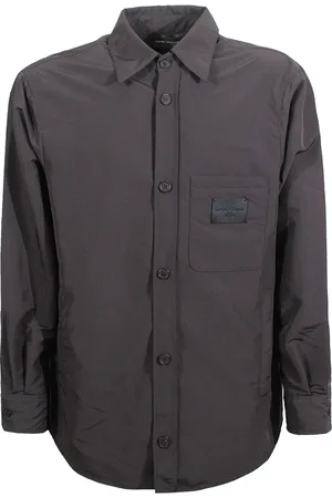 Emporio Armani Skjorte, Herre, Sort, XL, Polyester, Sort Klassisk Knappet Jakke