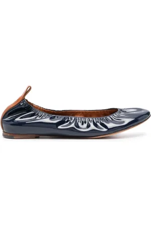 Lanvin Sko, Dame, Blå, 38 EU, Læder, Ballerina Flat I Patentlæder