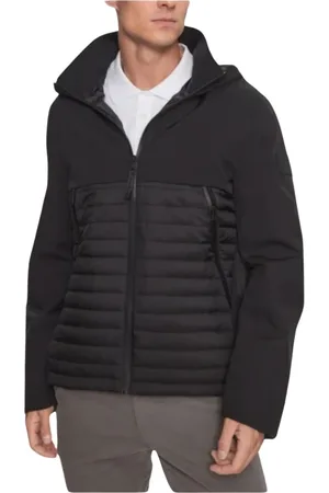 Calvin Klein Jakke, Herre, Sort, XS, Uld, Quilted Mix Media Jakke