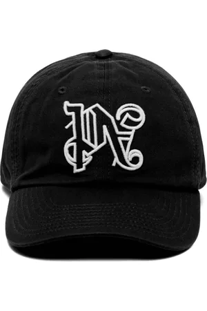 Palm Angels Tilbehør, Herre, Sort, ONE SIZE, Uld, Sort Front Logo Kasket med Guld Hardware