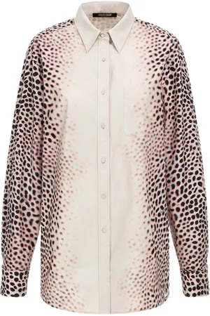 Roberto Cavalli Bluser & Skjorter, Dame, , XS, Bomuld, Haj Print Elfenbensskjorte Kvinder