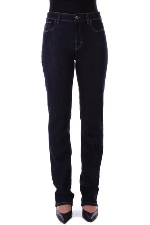 Max Mara Jeans, Dame, Blå, L, Denim, Slim-fit denim jeans med lynlås og knaplukning