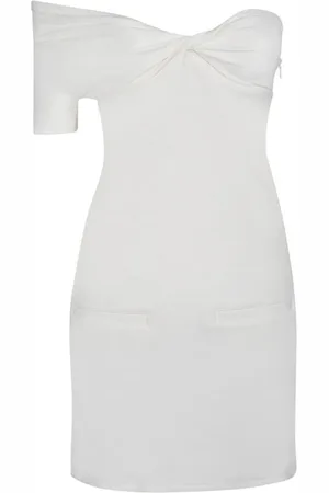 Courrèges Kjole, Dame, Hvid, XS, Uld, Twist Heritage Crepe Kjole