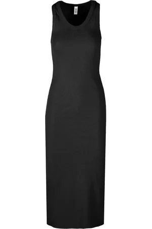 Bomboogie Kjole, Dame, Sort, XL, Bomuld, Ribstrikket, figurformet etuikjole