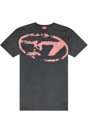 Diesel Top, Herre, Sort, M, Bomuld, Relaxed Fit bomulds T-shirt med slidt logo