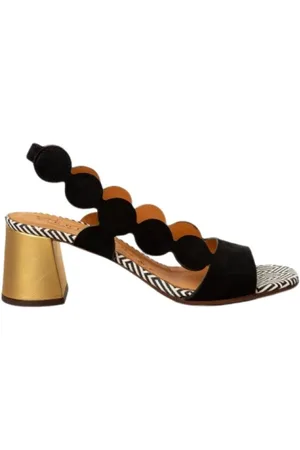 Chie Mihara Sko, Dame, Sort, 36 EU, Læder, Sort sandal i sort ruskind med ankelrem