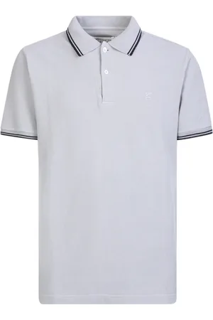 Maison Margiela Top, Herre, Grå, XS, Bomuld, Stribet bomuldspoloshirt med kontrasterende farver og logo broderi