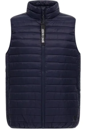 Roberto Cavalli Jakke, Herre, Blå, L, Uld, Quilted Puffer Vest