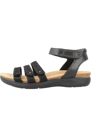 Clarks Sko, Dame, Sort, 37 EU, Læder, April Dove Flade Sandaler