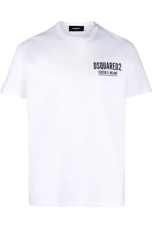 Dsquared2 Top, Herre, Hvid, 2XL, Bomuld, Logo Trykt Crewneck T-shirt