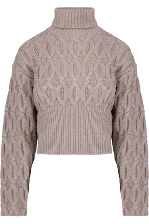 Bomboogie Strik, Dame, Lyserød, S, Uld, Maxi-hals Kabelstrik Uld Turtleneck