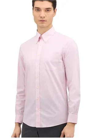 Brooks Brothers Skjorte, Herre, Lyserød, L, Bomuld, Lyseblå Slim Fit Non-Iron Stretch Bomuldsskjorte med Button Down-krave