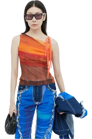 Paula Canovas Del Vas Top, Dame, , L, Uld, Ombre Mesh Ærmeløs Top