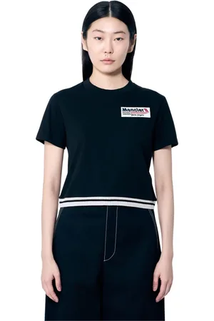 Moncler Top, Dame, Sort, S, Bomuld, Logo Print Cotton T-Shirt