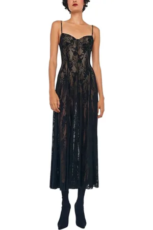 Norma Kamali Kjole, Dame, Sort, S, Nylon, Sort Blonde Midi Kjole