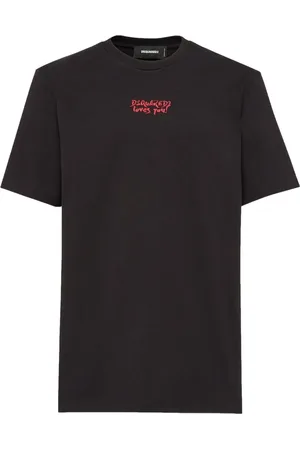 Dsquared2 Top, Herre, Sort, 3XS, Bomuld, Logo Print T-shirt