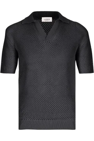 LANEUS Strik, Herre, Sort, S, Bomuld, Perforeret Polo T-shirt i bomuld