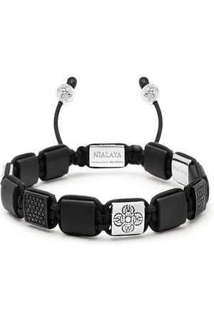 Nialaya Tilbehør, Herre, Grå, L, Uld, The CZ Flatbead Collection - Black Onyx og Sølv