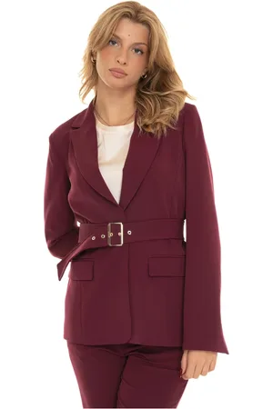 Liu Jo Jakke, Dame, Rød, L, Polyester, Enkeltknappet blazer med bælte i taljen